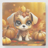 herfst pompoen puppy stenen onderzetter (Voorkant)