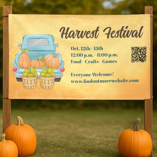 Herfst Pompoen QR Code Herfst Oogst Festival Spandoek