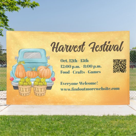 Herfst Pompoen QR Code Herfst Oogstfeest Spandoek (Buitenkant)