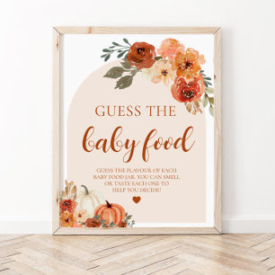 Herfst Pompoen Raad de Baby Food Baby shower Game Poster