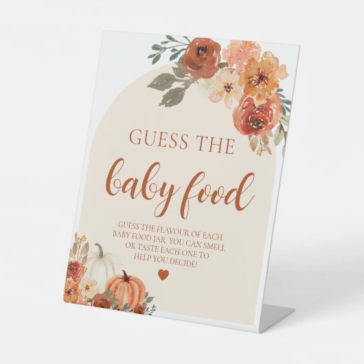 Herfst Pompoen Raad de Baby Food Baby shower Game Reclamebord Met Voetstuk (Voorkant)