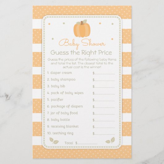 Herfst Pompoen Raad de Prijs Baby Shower Spel Flyer (Voorkant)