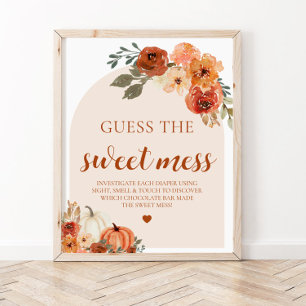 Herfst Pompoen Raad de Sweet Mess Baby shower Game Poster