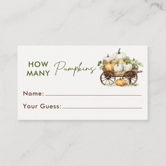 Herfst pompoen raden hoeveel pompoenen spel Kaart (Voorkant)