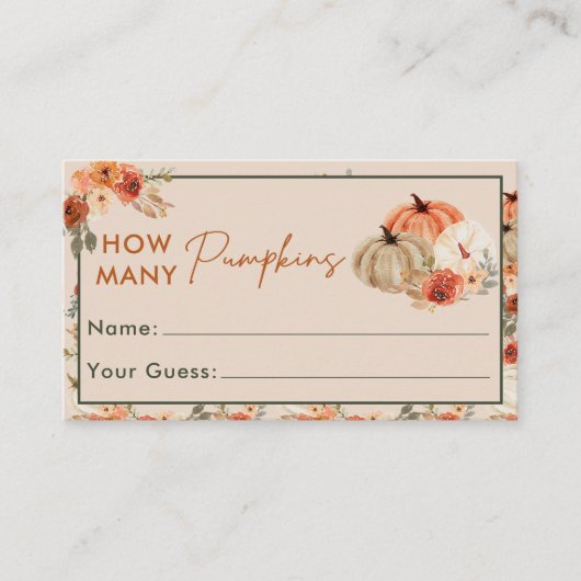 Herfst pompoen raden hoeveel pompoenen spel Kaart (Voorkant)