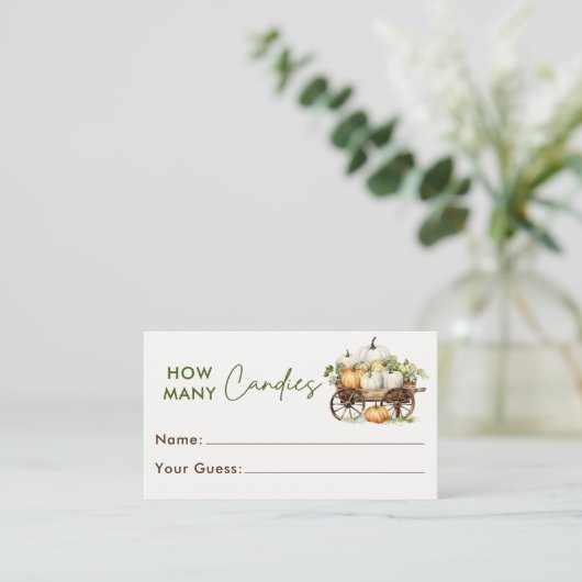 Herfst pompoen raden hoeveel Snoepjes spel Kaart (Staand voorkant)