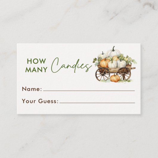 Herfst pompoen raden hoeveel Snoepjes spel Kaart (Voorkant)