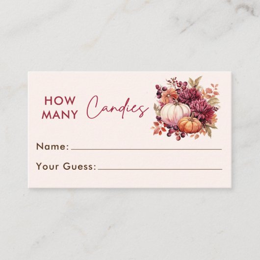 Herfst pompoen raden hoeveel Snoepjes spel Kaart (Voorkant)