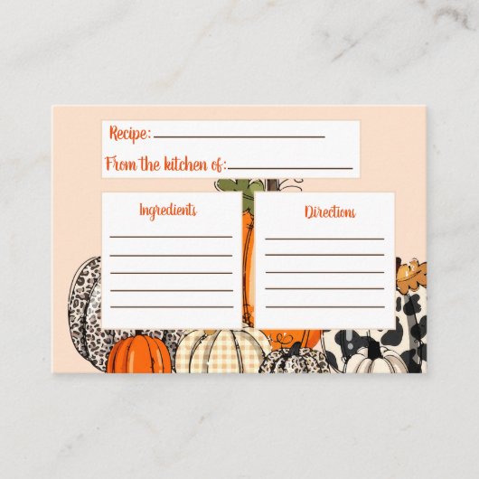 Herfst pompoen recept Kaart (Voorkant)
