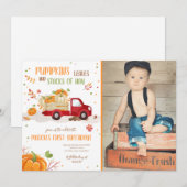 Herfst Pompoen RedTruck Oranje Groene Jongen Verja Kaart (Voorkant / Achterkant)