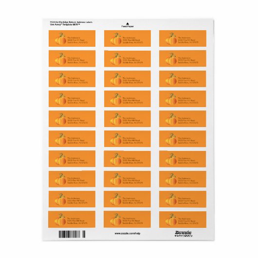 Herfst pompoen retour adres label (Full Sheet)