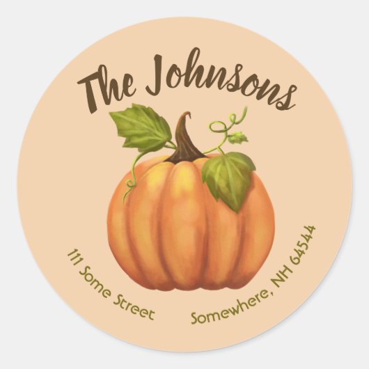 Herfst Pompoen Ronde Retouradreslabels Herfst Sticker (Voorkant)