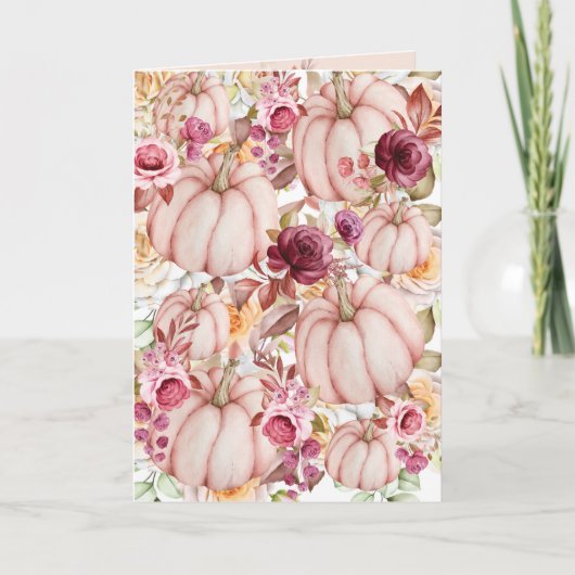 Herfst pompoen roze bordeaux bruiloft programma (Voorkant)