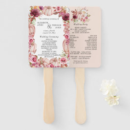 Herfst pompoen roze bordeaux bruiloft programma handwaaier