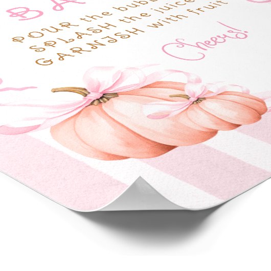 Herfst Pompoen Roze Meisje Baby shower Mom-osa Bar Poster (Hoek)