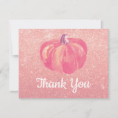 Herfst Pompoen Roze Roze Gouden Glitter Confetti Bedankkaart (Voorkant)