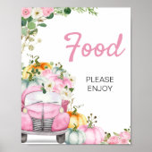 Herfst Pompoen Roze Truck Eetbaar Bord Poster (Voorkant)