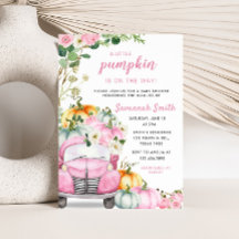 Herfst Pompoen Roze Vrachtwagen Baby shower