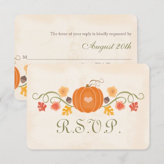 Herfst Pompoen RSVP Wedding Response Kaart (Voorkant / Achterkant)