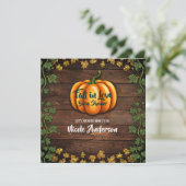 Herfst Pompoen Rustic Green Gold Ivy Baby shower Kaart (Staand voorkant)