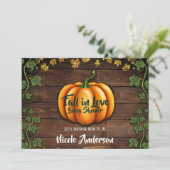 Herfst Pompoen Rustic Green Gold Ivy Baby shower Kaart (Staand voorkant)