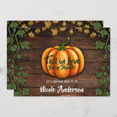 Herfst Pompoen Rustic Green Gold Ivy Baby shower Kaart (Voorkant / Achterkant)