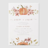 Herfst Pompoen Rustiek Boho Spaans Geslacht Onthul Vellum Uitnodigingen (Voorkant)