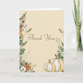 Herfst pompoen Rustiek bruin bloesem blush roze fo Bedankkaart (Voorkant)