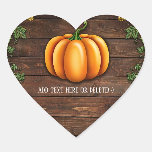 Herfst pompoen rustiek groen goud ivy herfst land hart sticker (Voorkant)