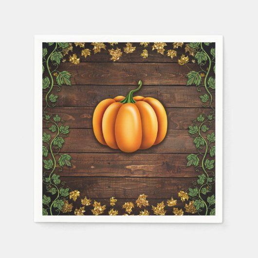 Herfst pompoen rustiek groen goud ivy herfst land servet (Voorkant)