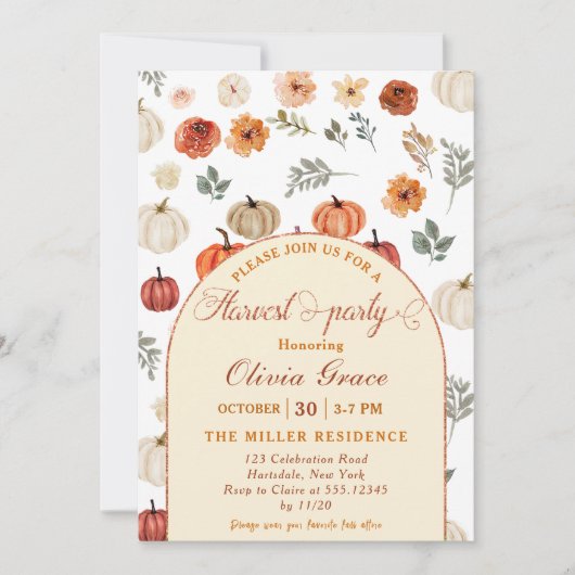 Herfst pompoen rustiek oogstfeest kaart (Voorkant)