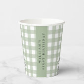 Herfst Pompoen Sage Green Gingham Papieren Bekers (Links)