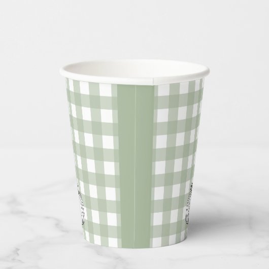Herfst Pompoen Sage Green Gingham Papieren Bekers (Rechts)