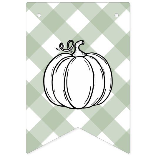 Herfst Pompoen Sage Groen Gingham Baby shower Vlaggetjes (Tweede vlag)