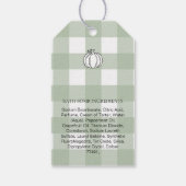 Herfst pompoen sage groen gingham badbom gunst cadeaulabel (Achterkant)