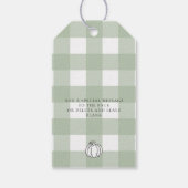 Herfst pompoen sage groen gingham dank u cadeaulabel (Achterkant)