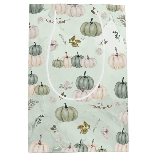 Herfst Pompoen Sage Groene Thanksgiving Medium Cadeauzakje (Voorkant)