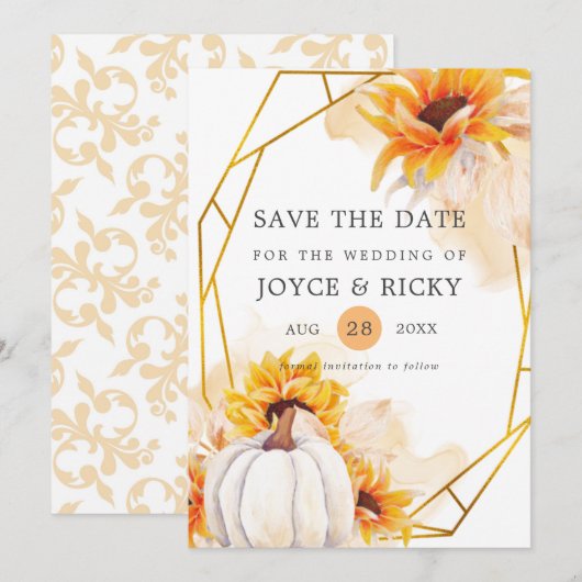 Herfst Pompoen Save The Date Trouwen Kaart (Voorkant / Achterkant)