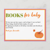 Herfst pompoen Schattige boek voor Baby shower Informatiekaartje (Voorkant)