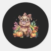 Herfst Pompoen Schattige Capybyra Herfst Herfst Th Ronde Sticker (Voorkant)