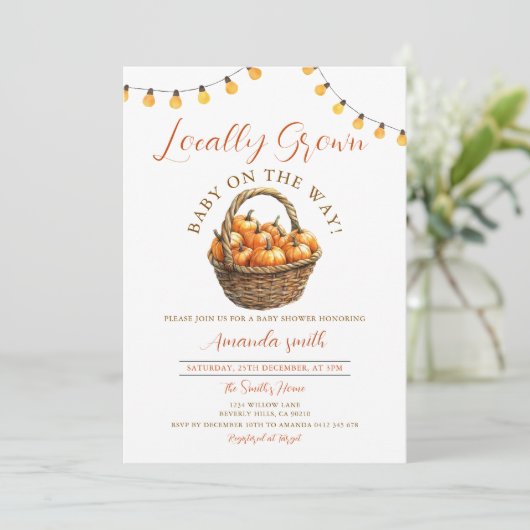 Herfst pompoen Schattige lokaal geteeld markt Baby Kaart (Staand voorkant)