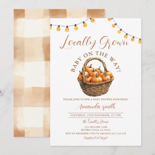 Herfst pompoen Schattige lokaal geteeld markt Baby Kaart (Voorkant / Achterkant)