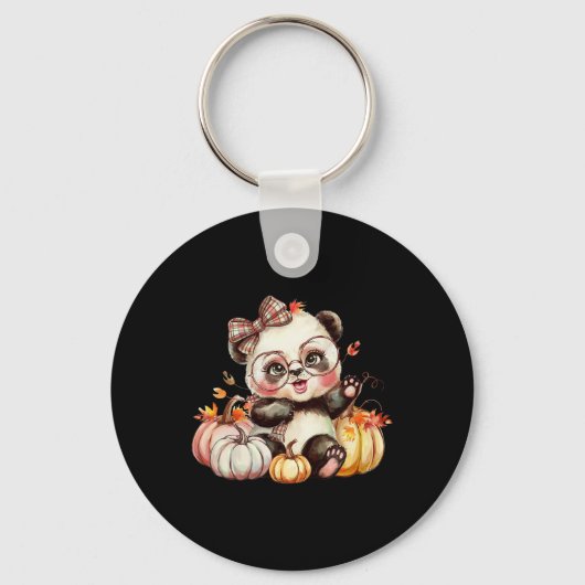 Herfst Pompoen Schattige Panda Beer Herfst Herfst Sleutelhanger (Voorkant)