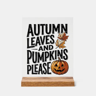 Herfst Pompoen Shirt Met Bladeren En Halloween Sfe Acryl Bord