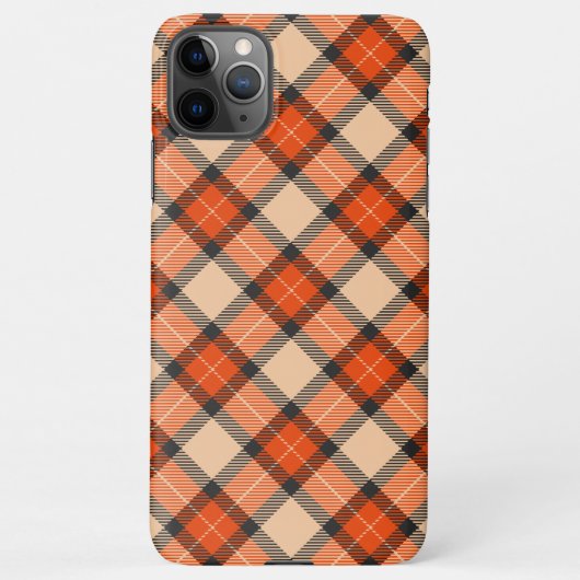 Herfst Pompoen Sinaasappel Bruin Tartan Patroon iPhone Hoesje (Achterkant)