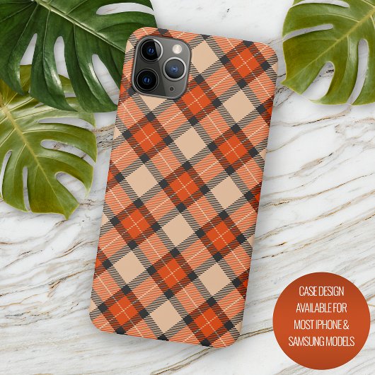 Herfst Pompoen Sinaasappel Bruin Tartan Patroon iPhone Hoesje