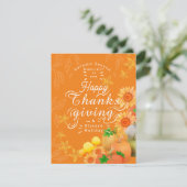 Herfst pompoen Sinaasappel Feestdagenkaart (Staand voorkant)