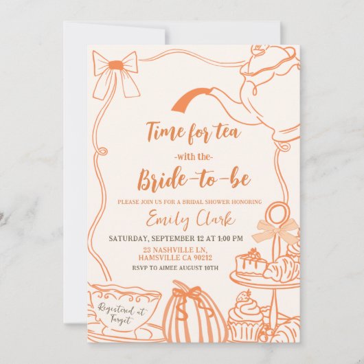 Herfst pompoen Sinaasappel krabbel hand getekend n Kaart (Voorkant)