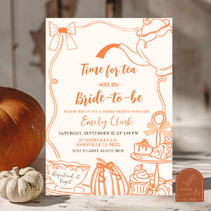 Herfst pompoen Sinaasappel krabbel hand getekend n Kaart