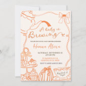 Herfst Pompoen Sinaasappel Krabbel Hand getrokken Kaart (Voorkant)